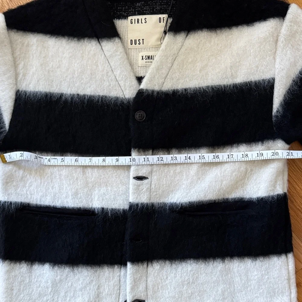 Girls of Dust Black and White Striped Cardigan XS NWT - Picture 8 of 10
